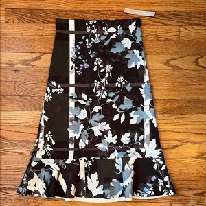 Clover Canyon Size-S Women’s “Neoprene” Skirt With Hem Ruffle -Floral Print -NWT